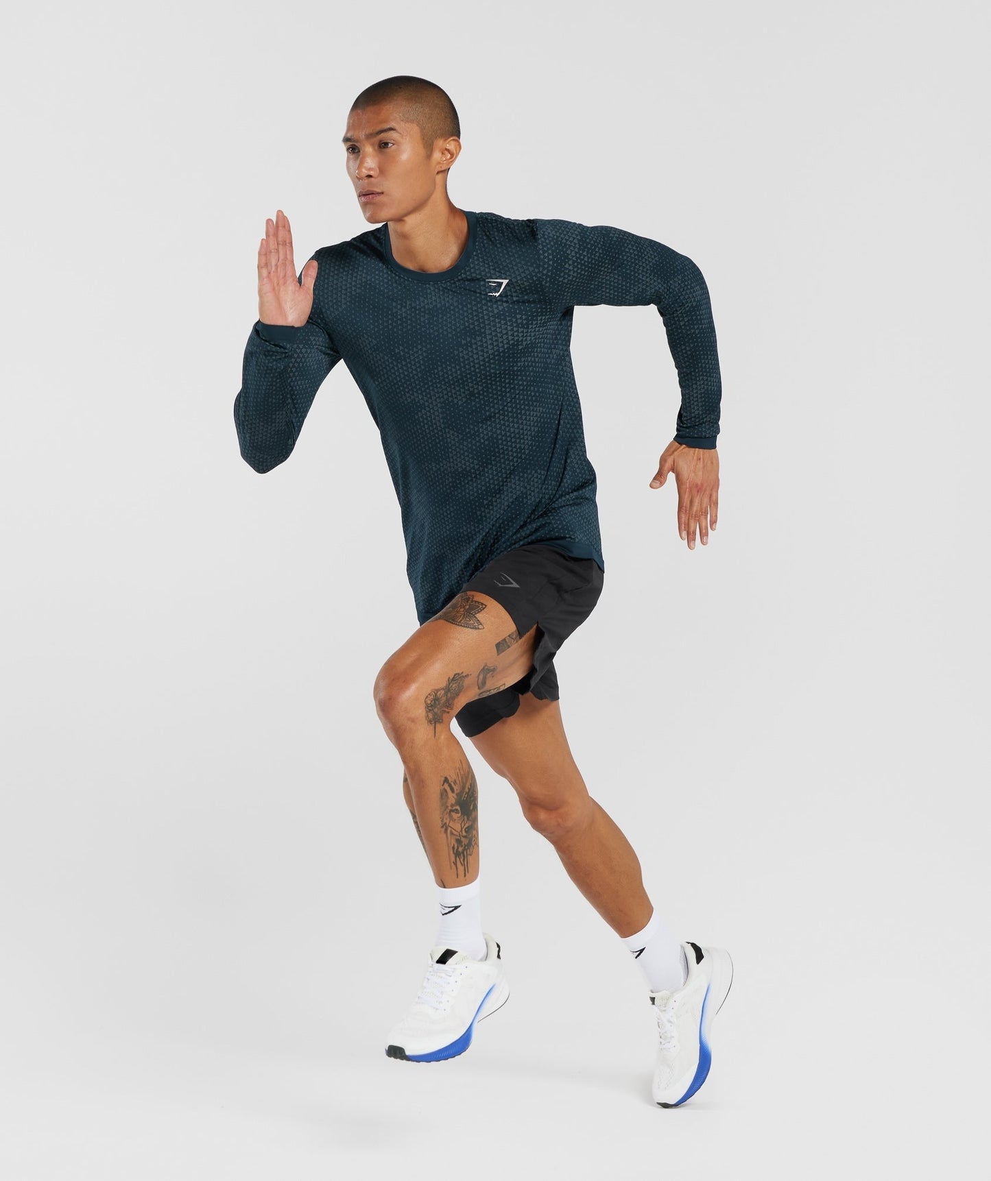 Gymshark Sport Seamless Long Sleeve T-Shirt - Navy/Denim Teal