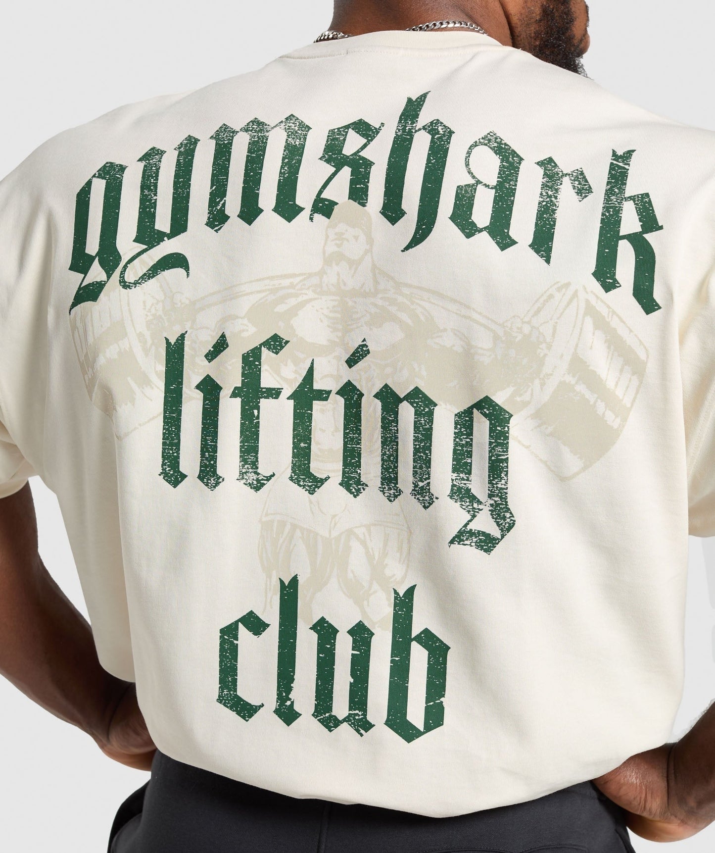 Gymshark Lifting Club T-Shirt - Oat White/Classic Green