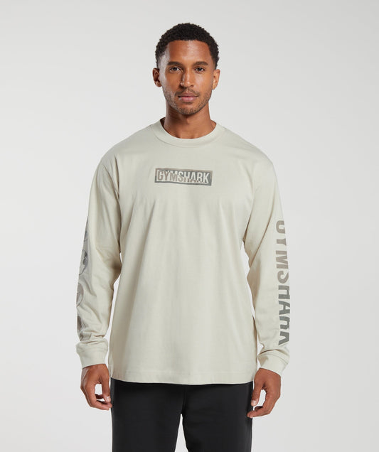 Gymshark Global Graphic Long Sleeve T-Shirt - Pebble Grey