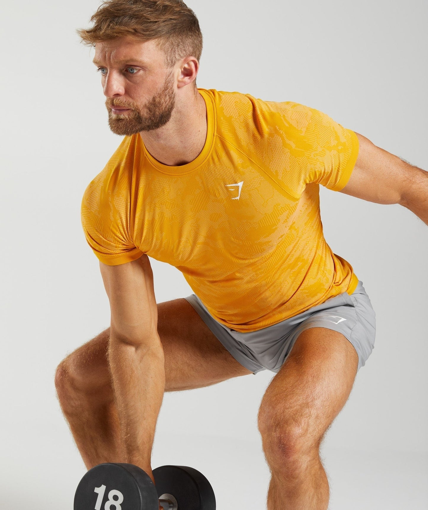 Gymshark Geo Seamless T-Shirt - Sunny Yellow/White