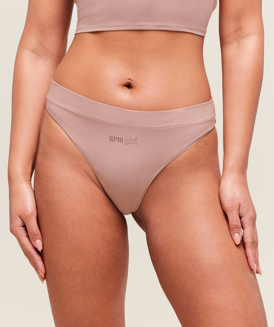 Gymshark Cotton Graphic Thong - Muted Pink