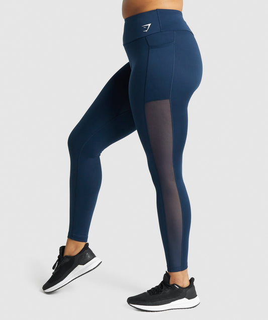 Gymshark Training Mesh Pocket Leggings - Navy