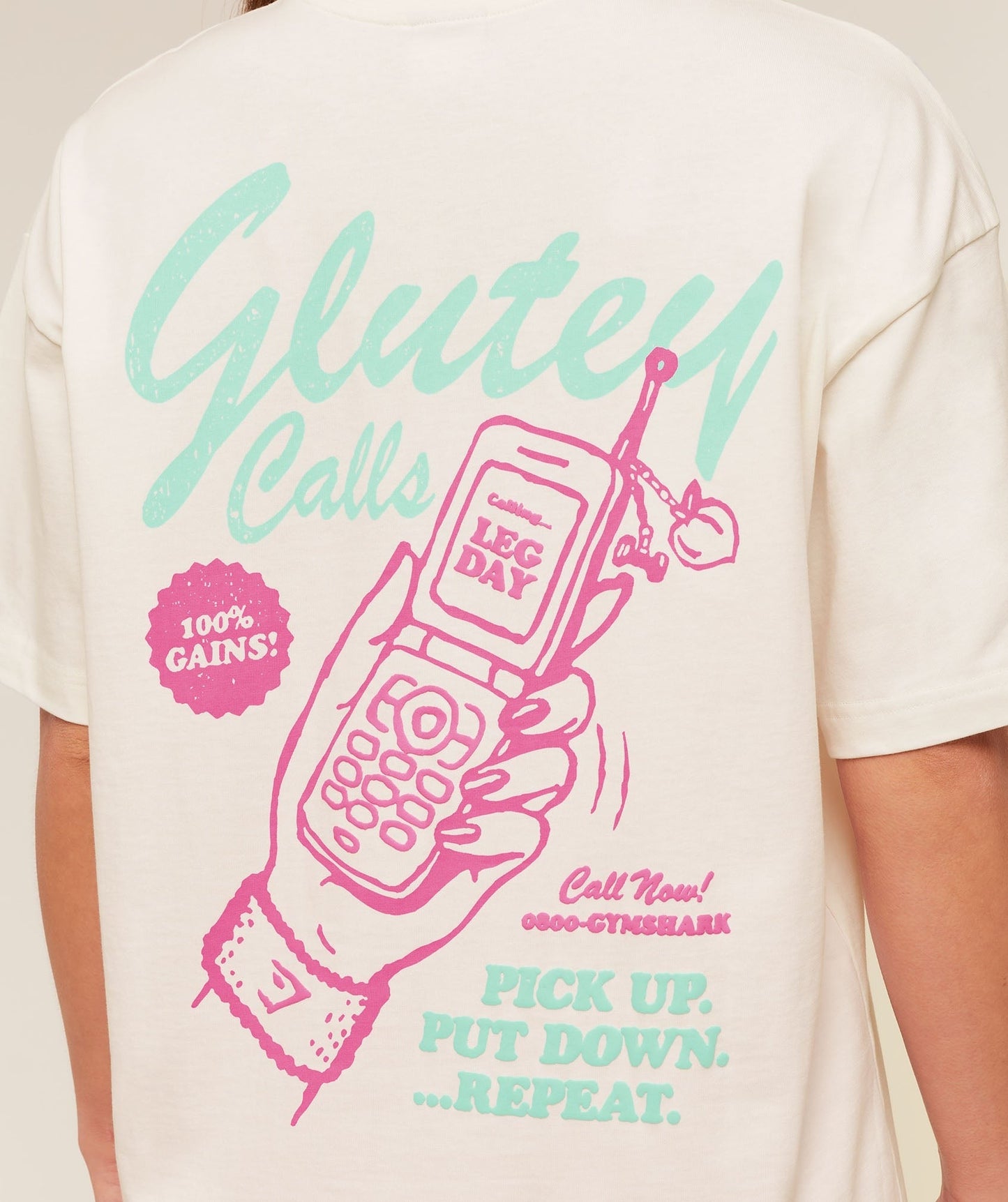 Gymshark Glutey Calls Graphic T-Shirt - Soft White