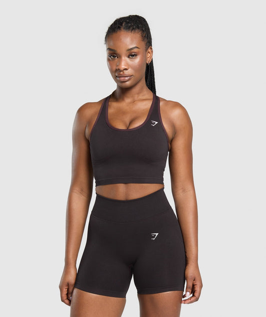 Gymshark Lift Seamless Midi Tank With Shelf - Depth Purple/Black Marl