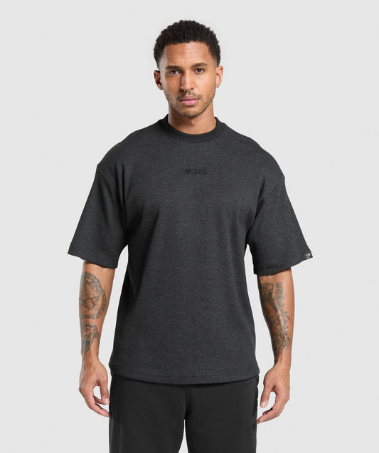 Gymshark Waffle Oversized T-Shirt - Black