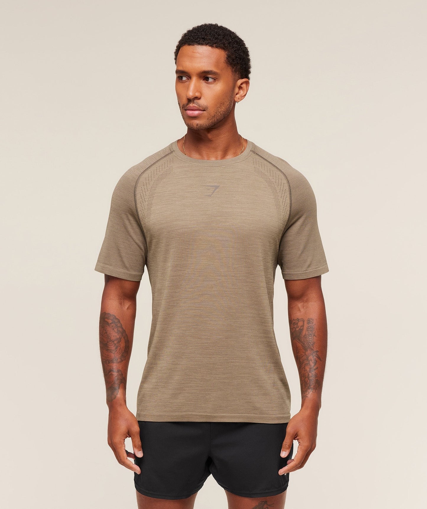 Gymshark Versatile Seamless T-Shirt - Cement Brown/Camo Brown