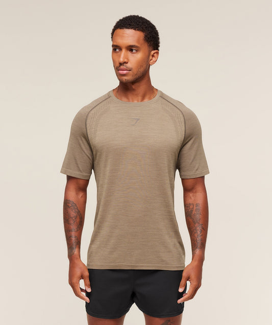 Gymshark Versatile Seamless T-Shirt - Cement Brown/Camo Brown
