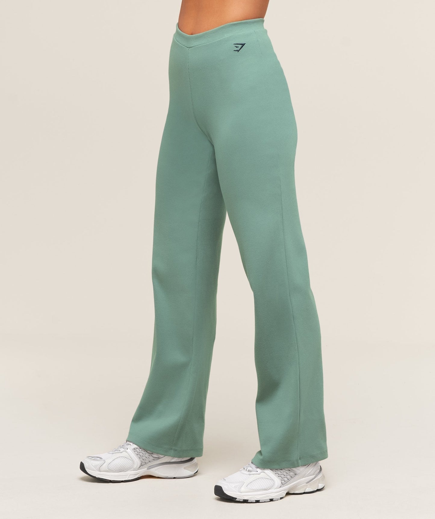 Gymshark Ribbed Cotton Straight Leg Pants - Celeste Blue/Heavy Blue