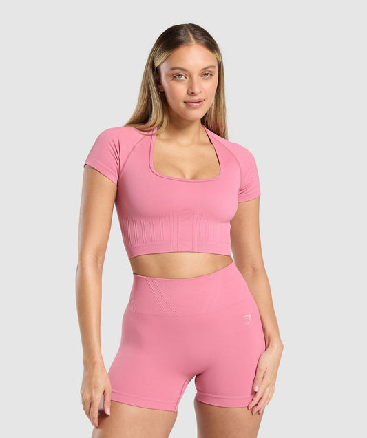 Gymshark Corset Seamless Crop Top - Sunset Pink