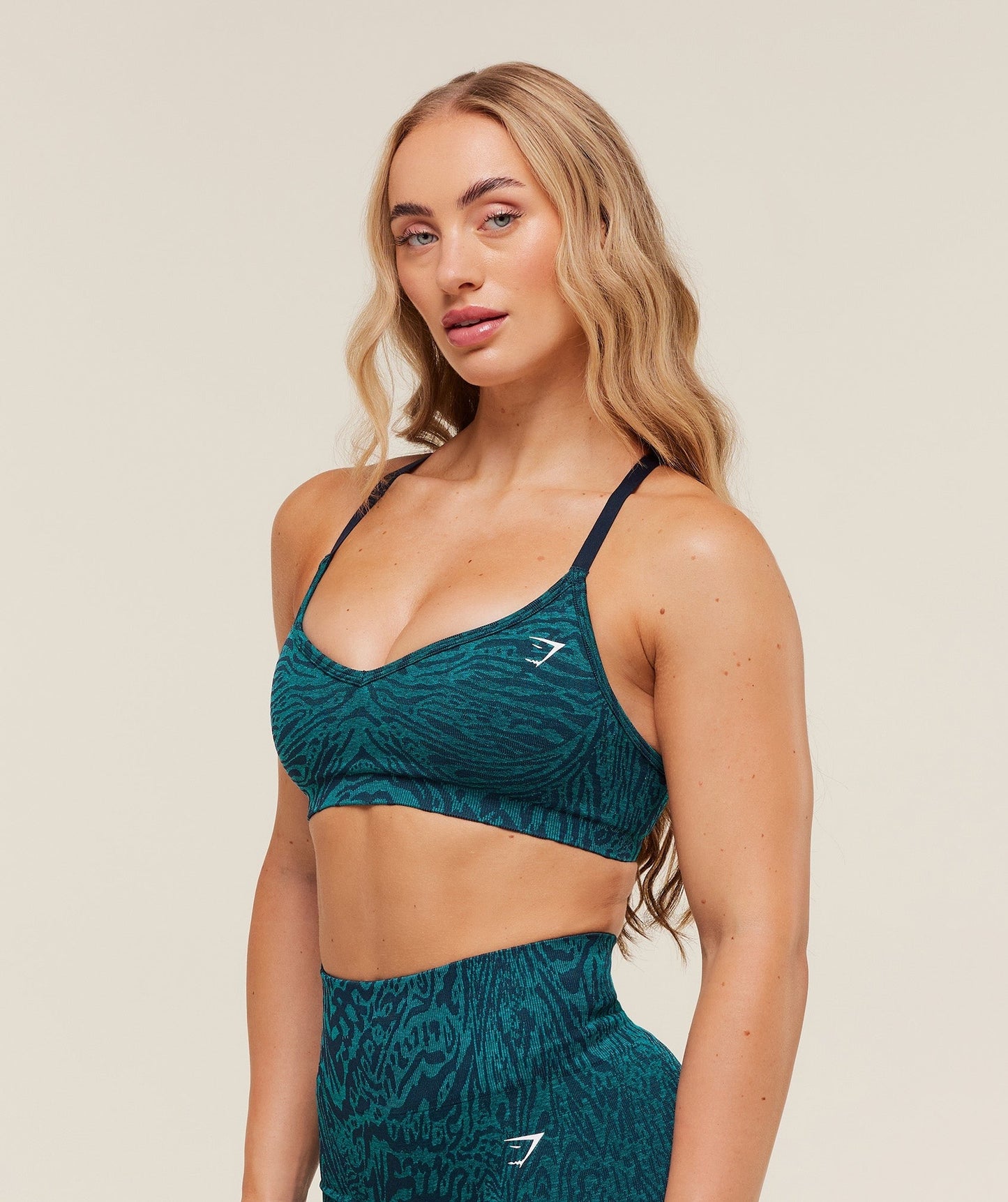 Gymshark Adapt Animal Seamless Sports Bra - Navy/Brand Blue