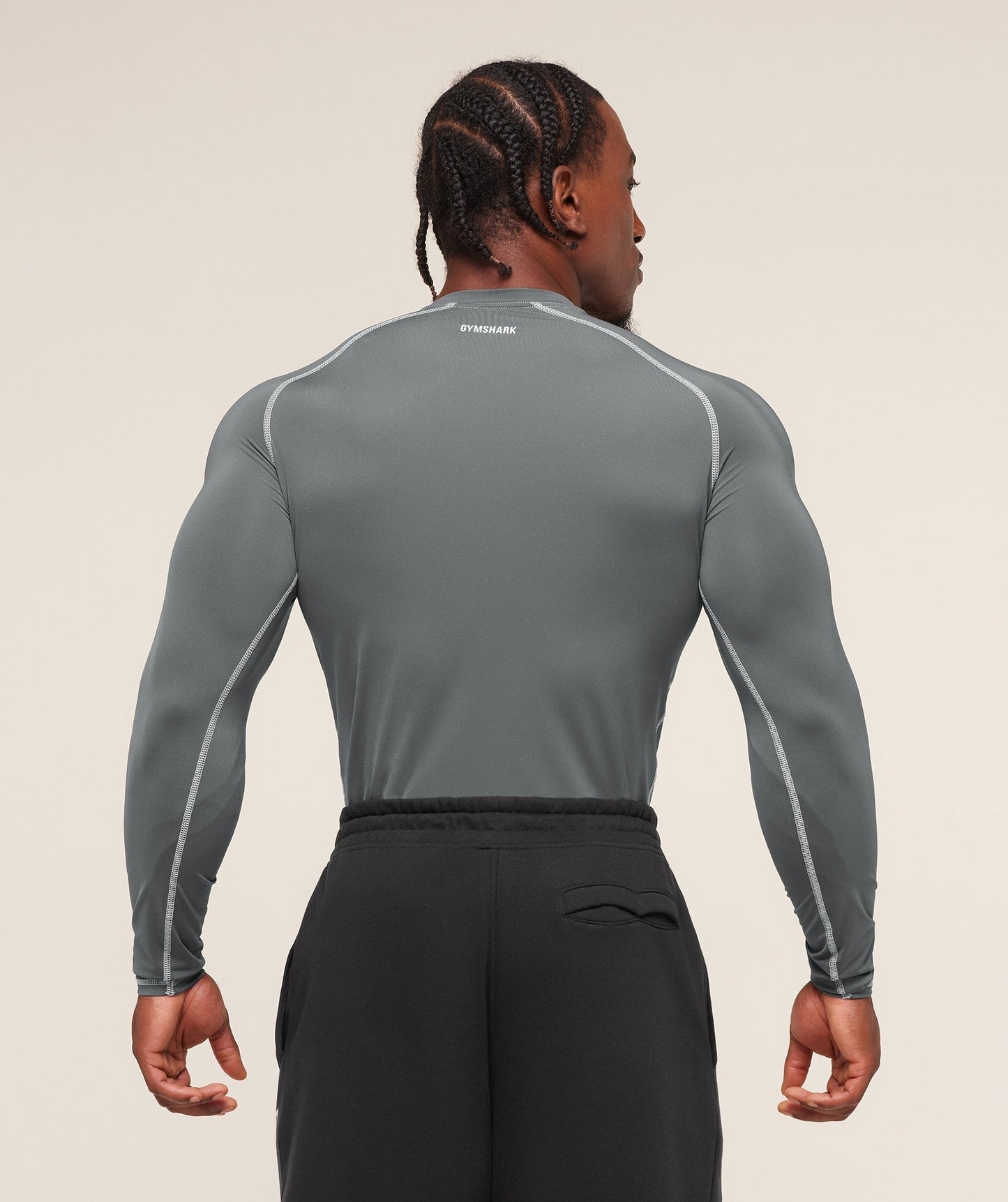 Gymshark Element Baselayer Long Sleeve T-Shirt - Pitch Grey/White