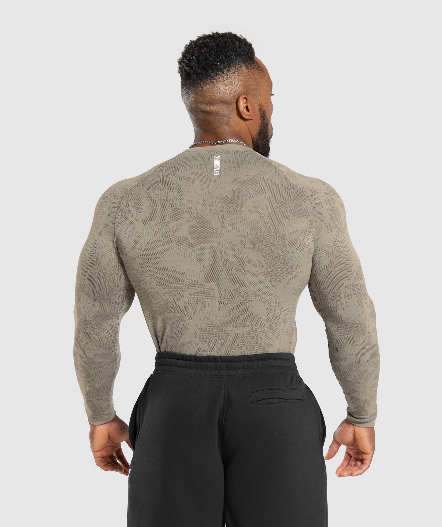 Gymshark Geo Seamless Long Sleeve T-Shirt - Linen Brown/Camo Brown
