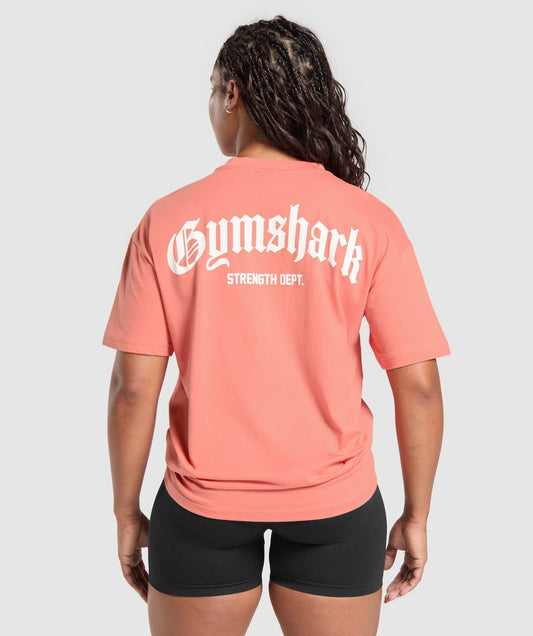 Gymshark Strength Department Graphic T-Shirt - Muted Coral