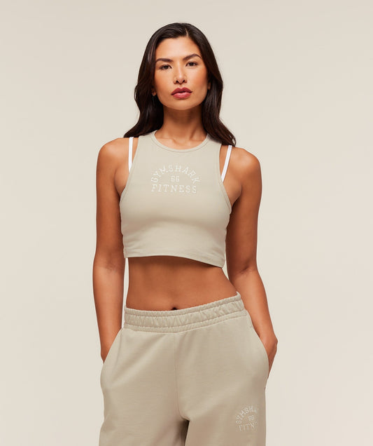 Gymshark Fitness Embroidered Graphic Tank - Pebble Grey
