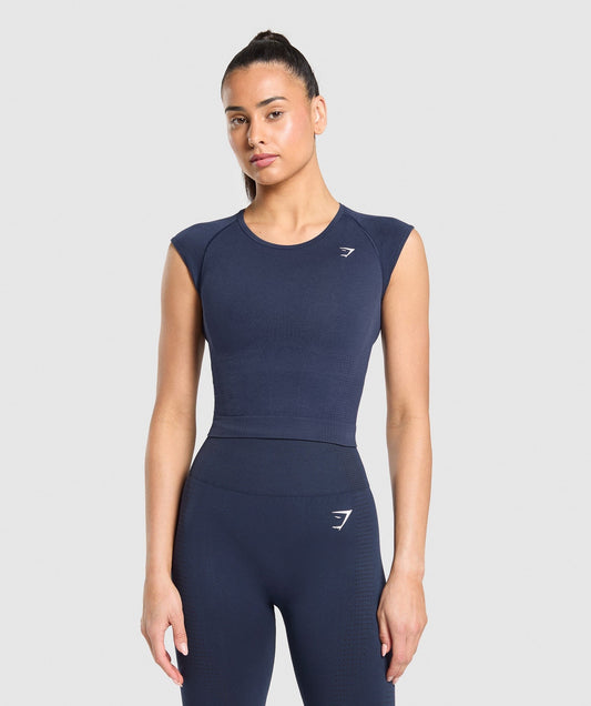 Gymshark Vital Scoop Neck Top - Heavy Blue/Marl