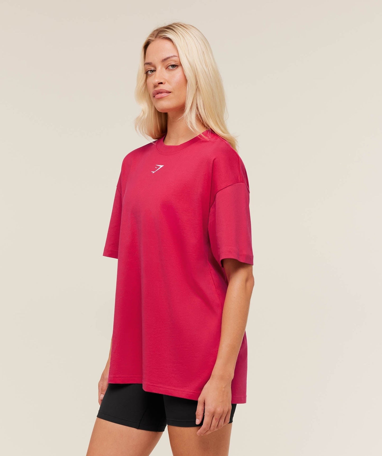 Gymshark Trace Graphic Oversized T-Shirt - Build Pink