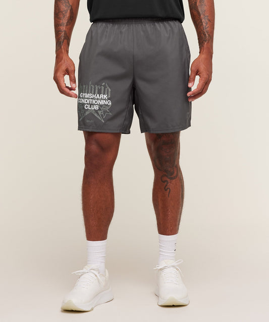 Gymshark Hybrid Graphic 7" Shorts - Grey
