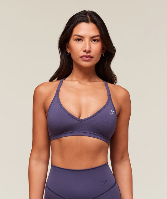 Gymshark Cotton Blend Racerback Sports Bra - Weighted Purple