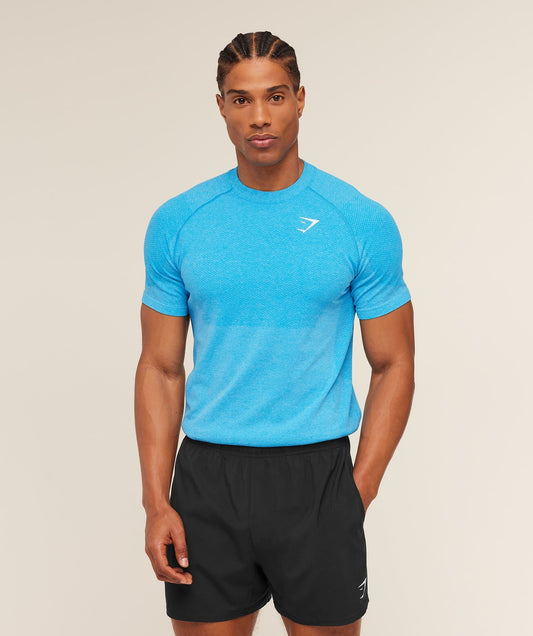 Gymshark Vital Seamless T-Shirt - White/Brand Blue