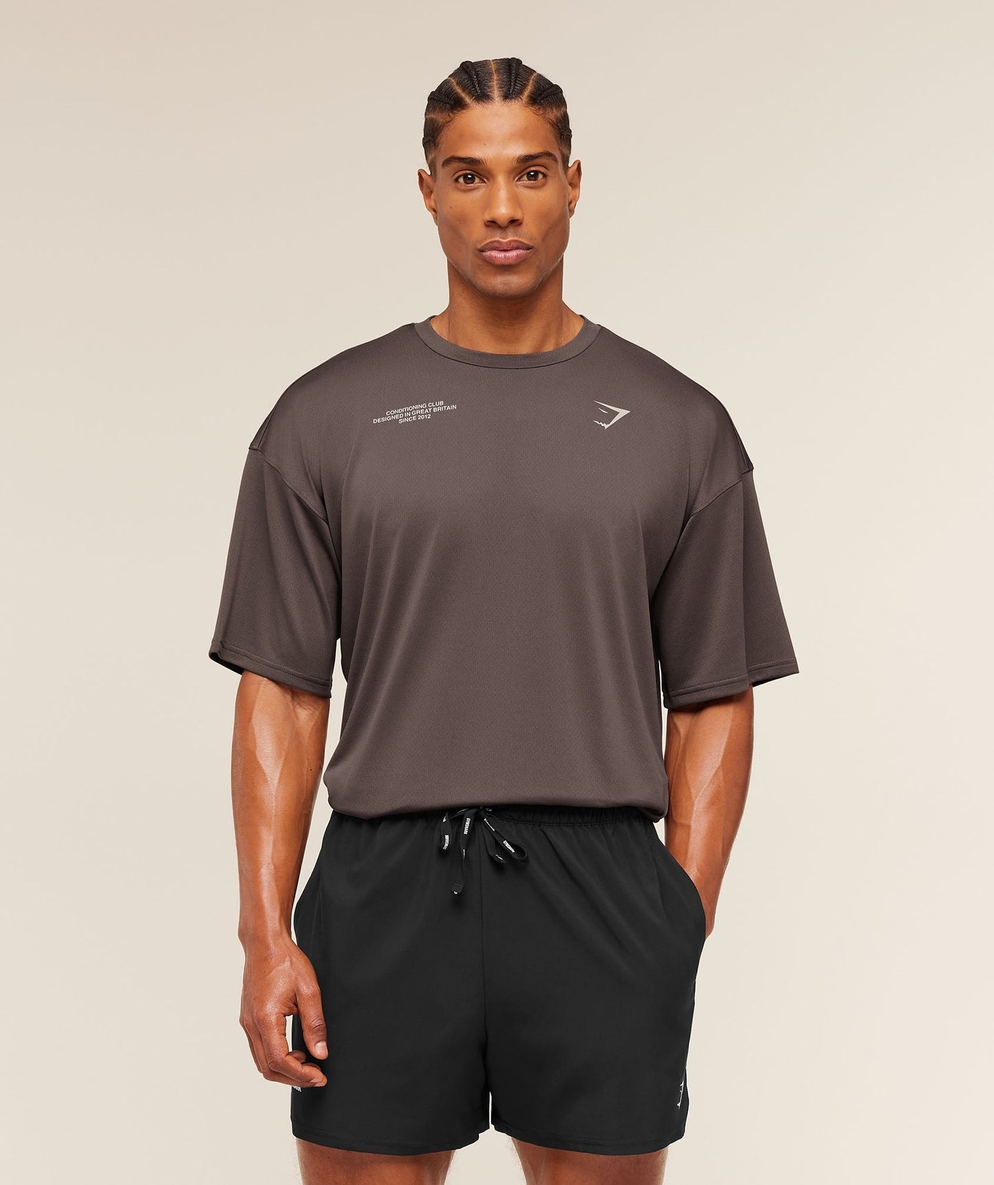 Gymshark Conditioning Club Oversized T-Shirt - Cool Brown/Tinted White