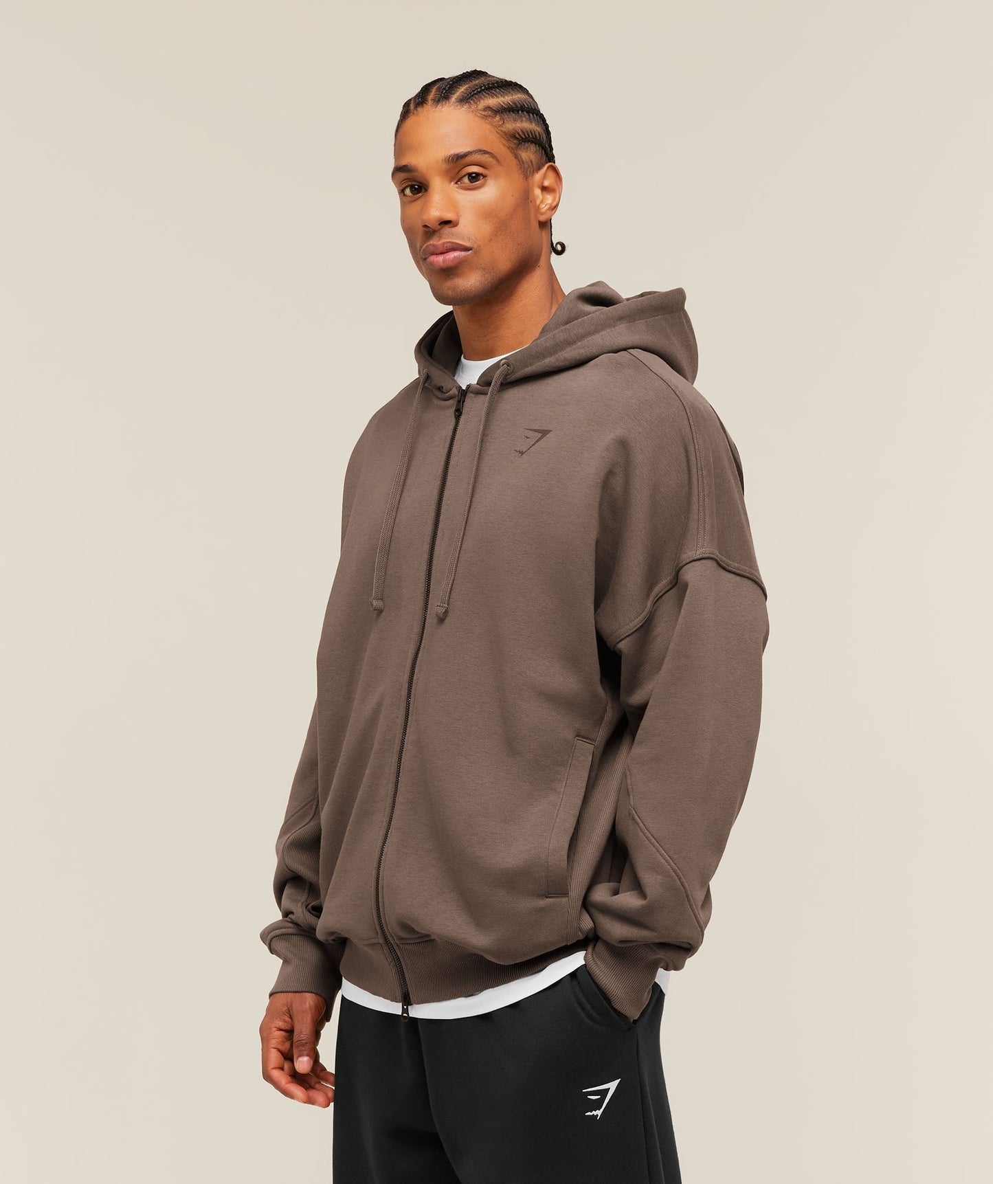 Gymshark Power Zip Up Hoodie - Soft Brown
