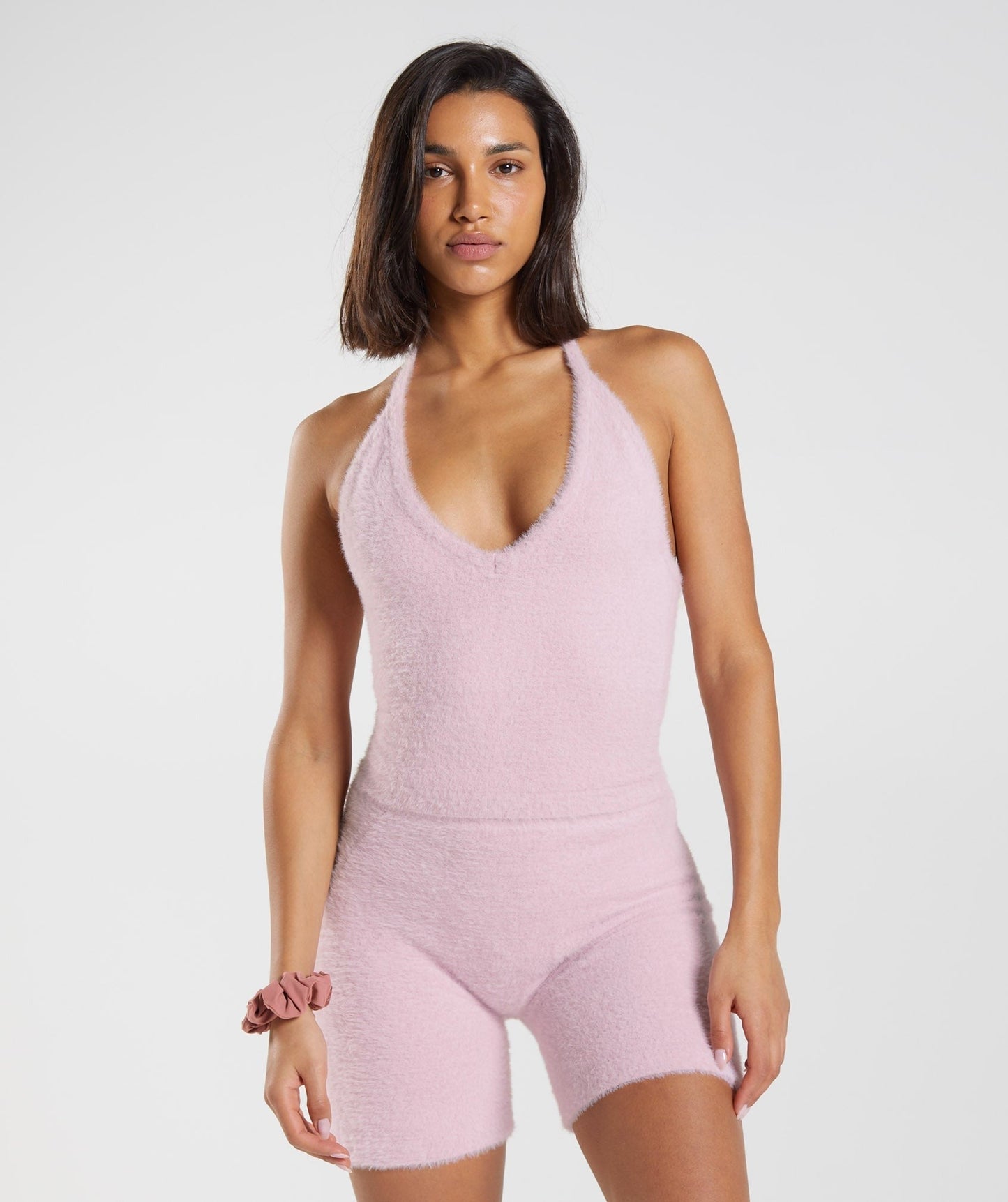 DNU Gymshark Whitney Eyelash Knit Midi Halter Top - Pressed Petal Pink