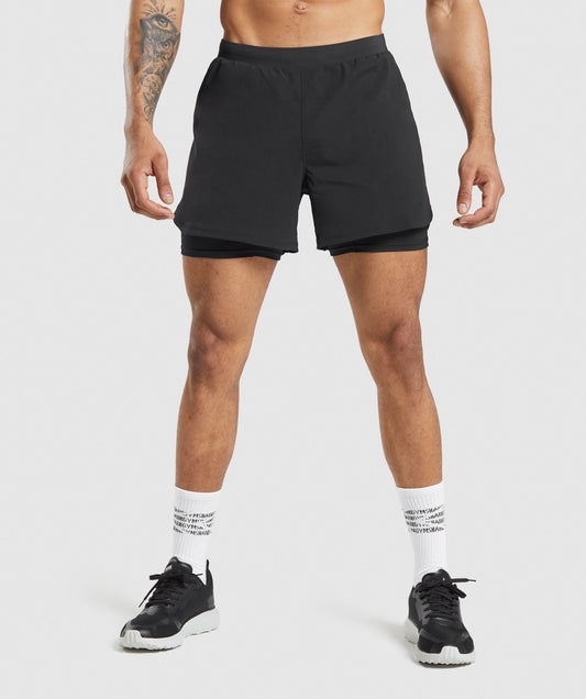 Gymshark Speed Evolve 5" 2 In 1 Shorts - Black