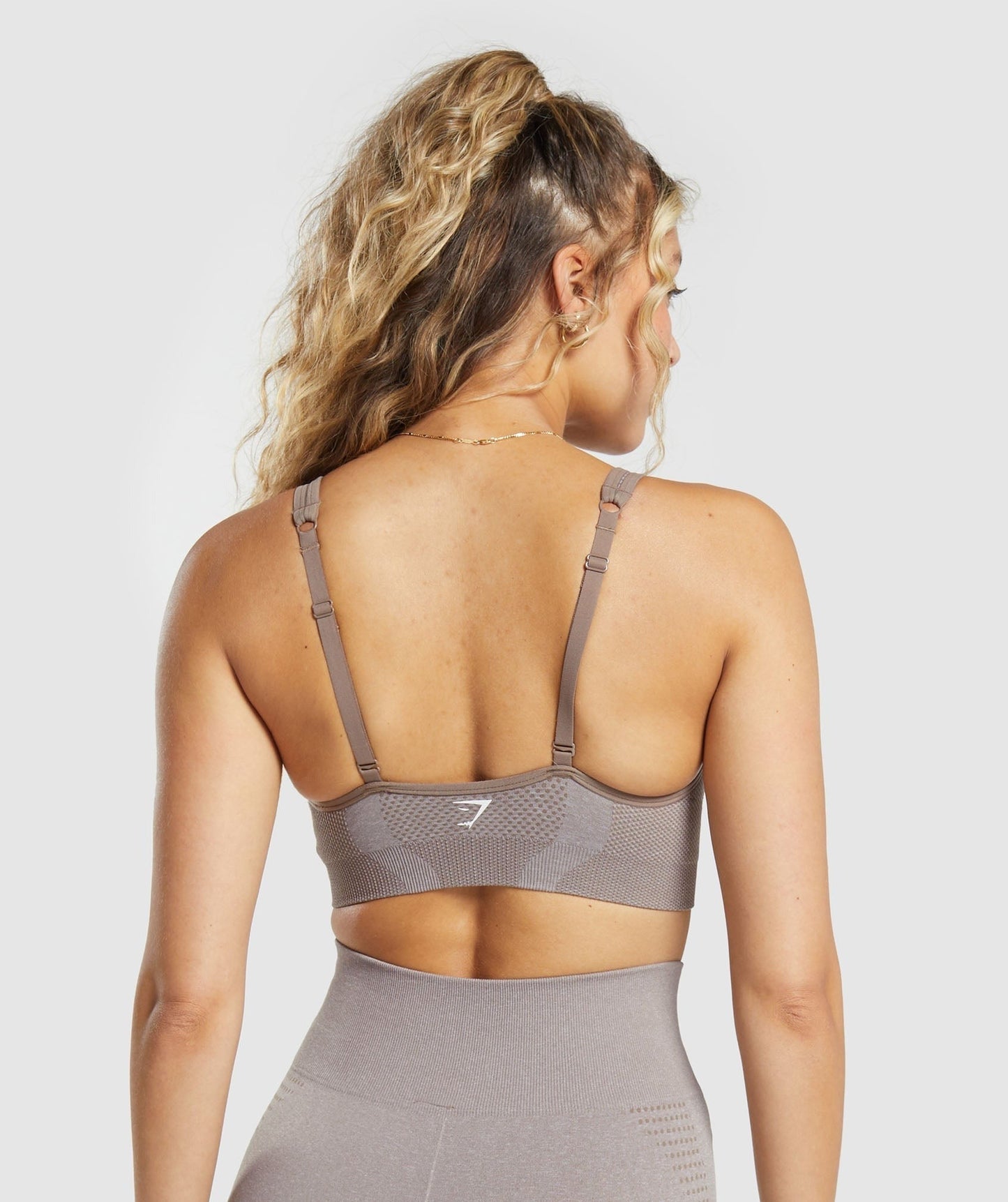 Gymshark Vital V Neck Sports Bra - Warm Taupe Marl