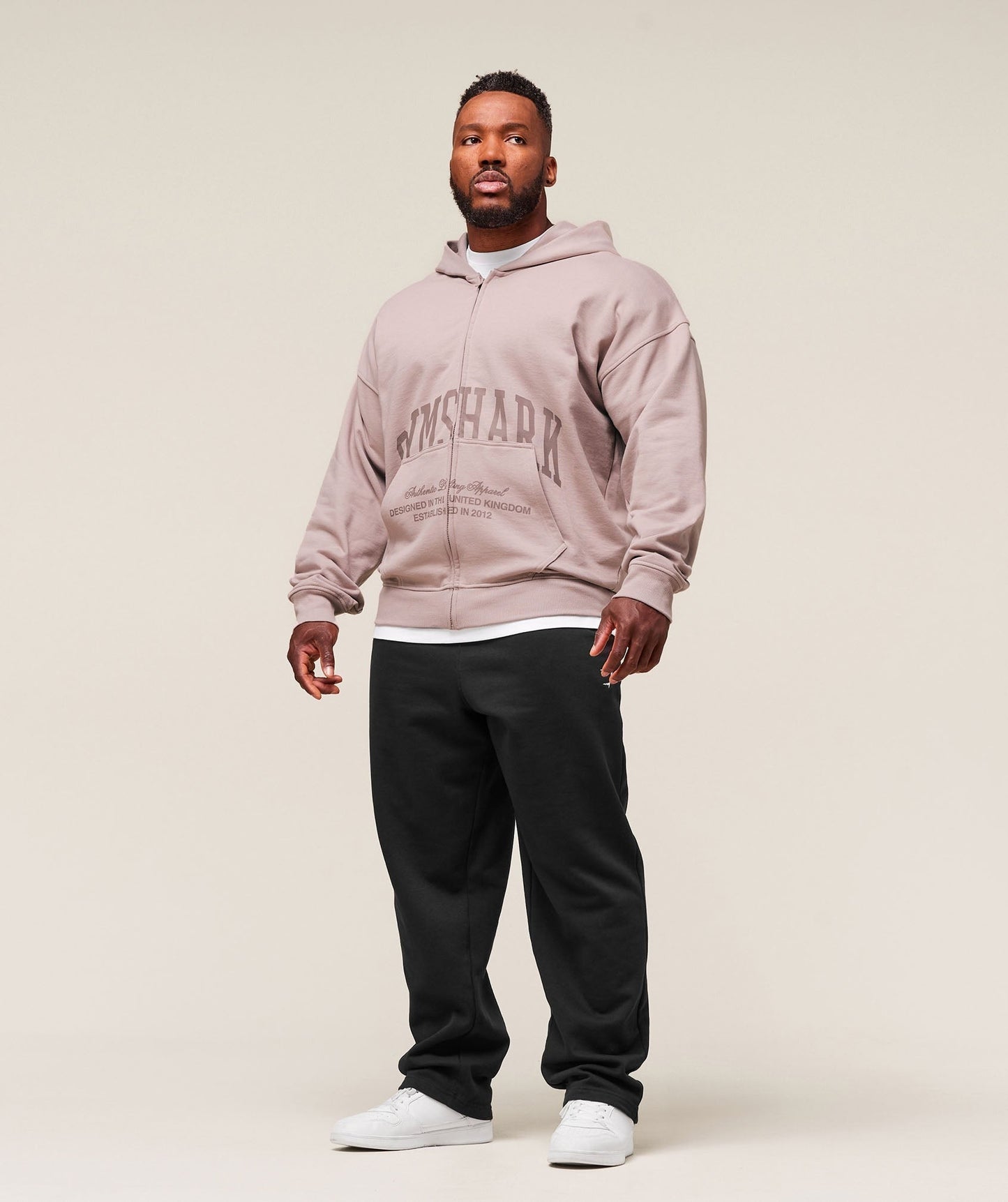 Gymshark Collegiate Script Zip Up Hoodie - Muted Pink