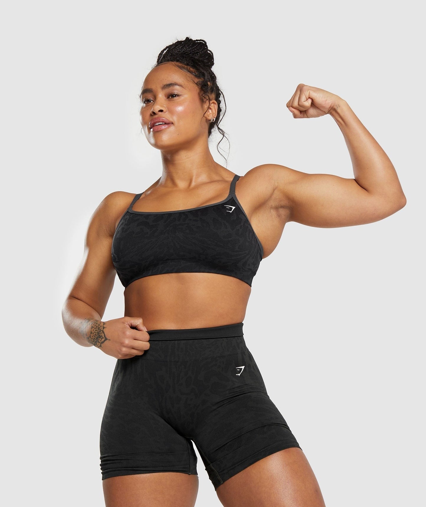Gymshark Adapt Safari Seamless Sports Bra - Black/Asphalt Grey