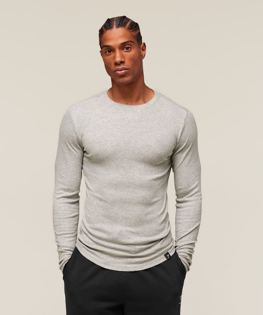 Gymshark Ribbed Long Sleeve T-Shirt - Stone Grey Marl