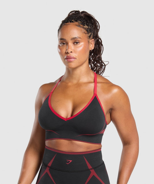 Gymshark Apex Lift Seamless Sports Bra - Black/Carmine Red