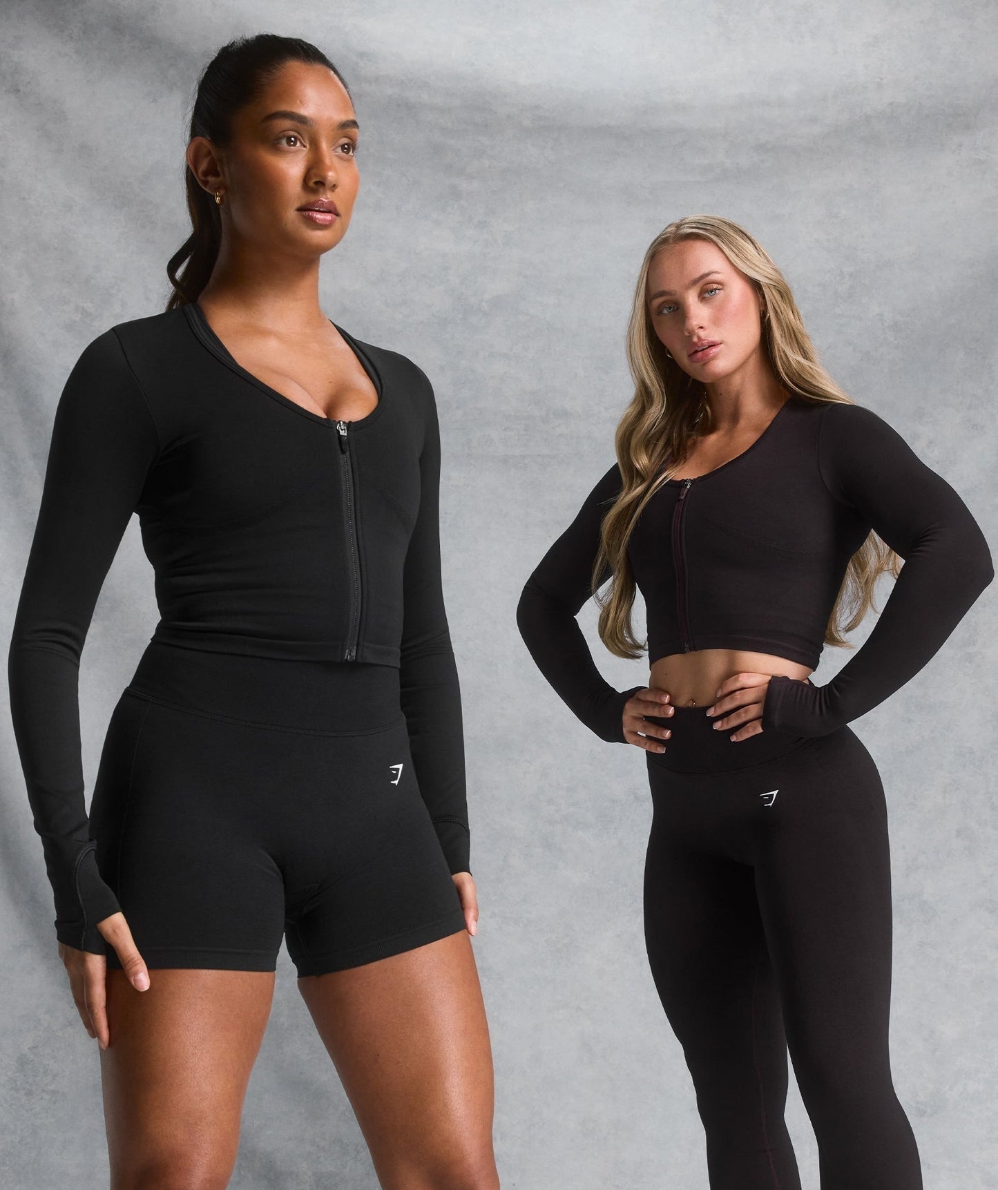 Gymshark Lift Seamless Zip Up Jacket - Black/Black Marl