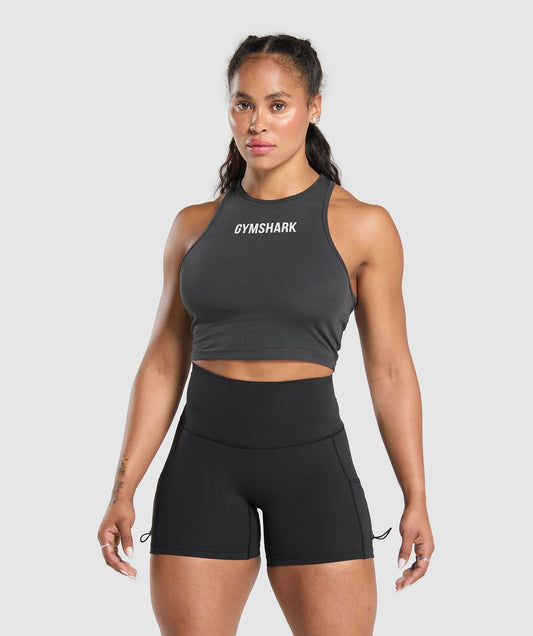 Gymshark Training Department Graphic Cropped Tank - Asphalt Grey