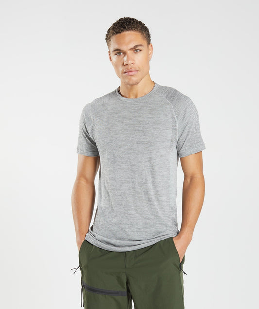 Gymshark Retake Seamless T-Shirt - Light Grey/Black Marl