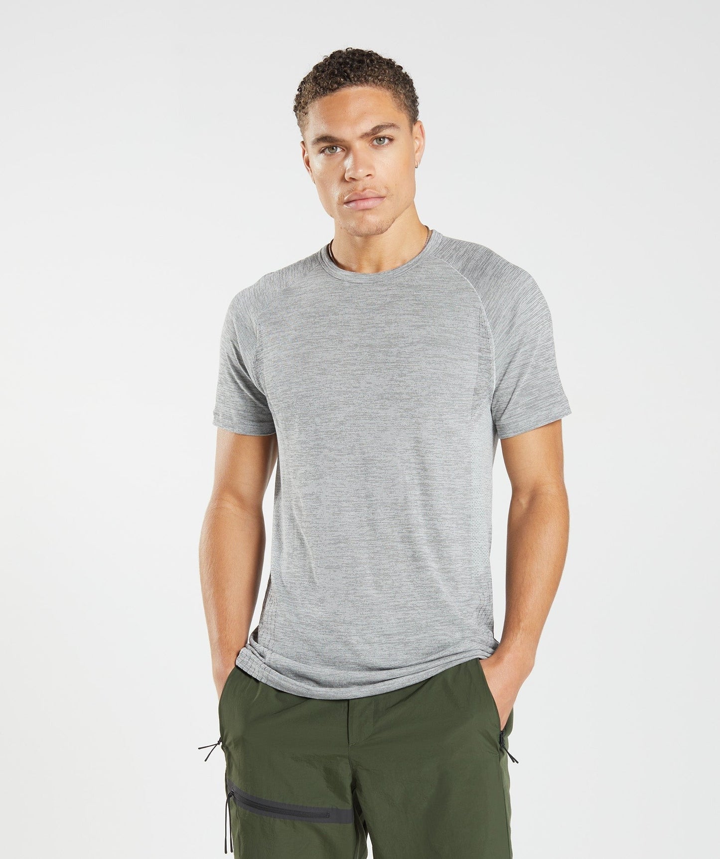 Gymshark Retake Seamless T-Shirt - Light Grey/Black Marl