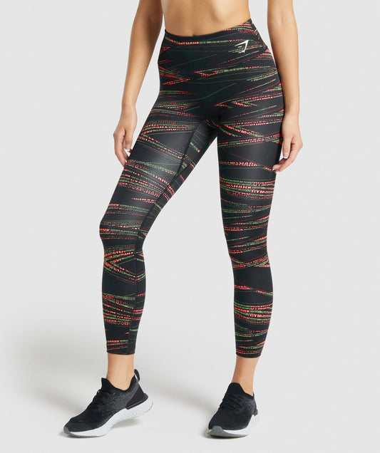 Gymshark Zone Graphic Leggings - Black/Fluo