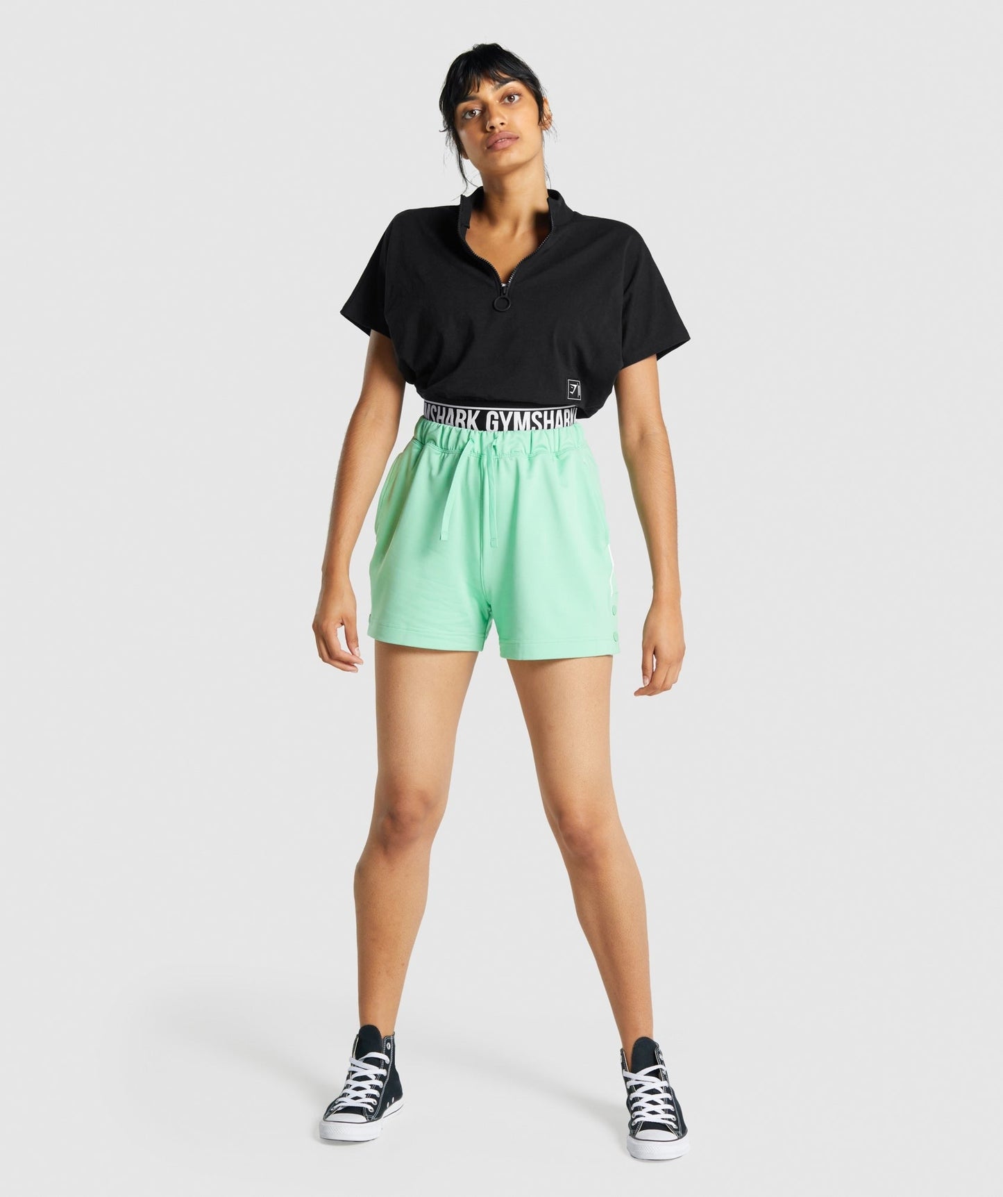 Gymshark Recess Crop 1/2 Zip Tee - Black