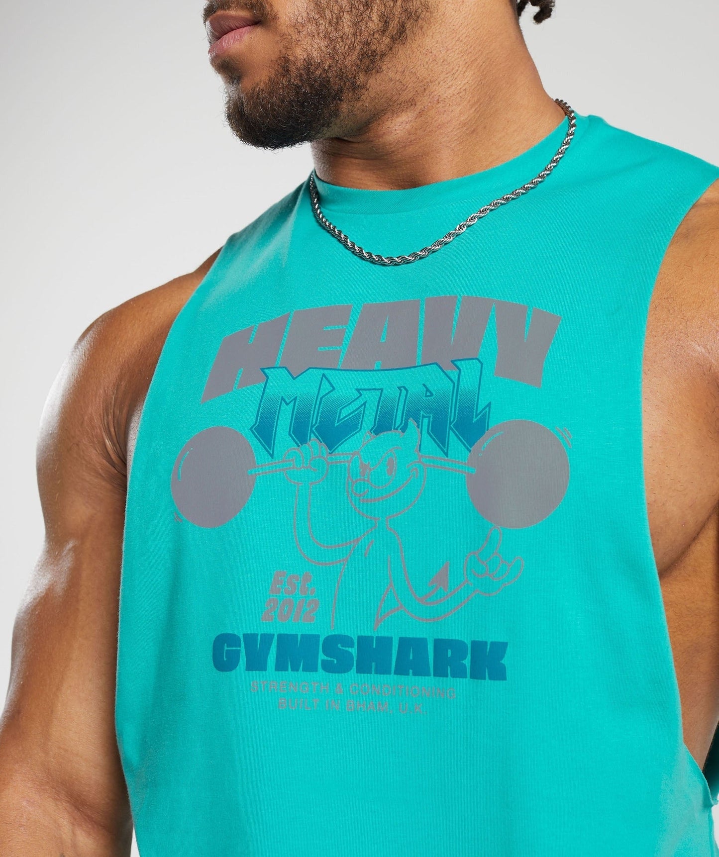 Gymshark Heavy Metal Drop Arm Tank - Blue