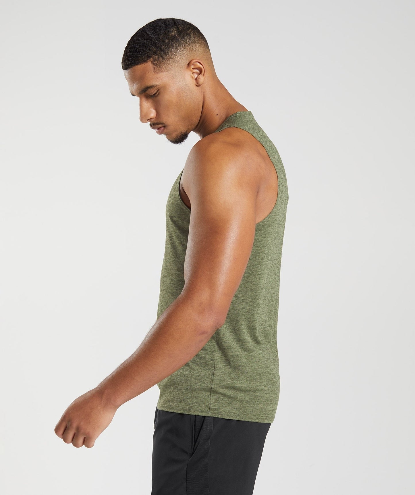 Gymshark Arrival Slim Marl Tank - Core Olive/Kalamata Olive Marl