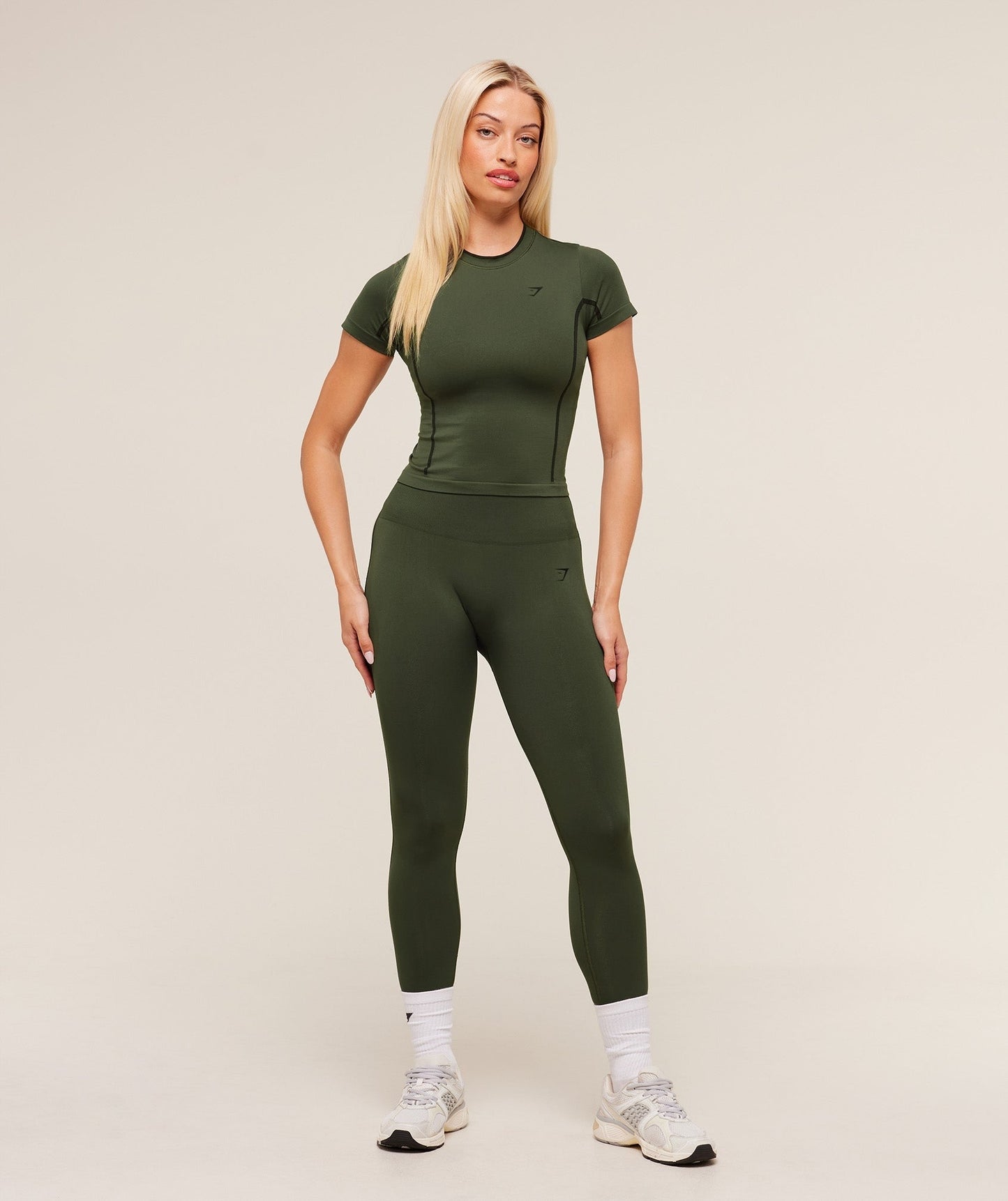 Gymshark Everyday Seamless Contrast Leggings - Winter Olive/Black