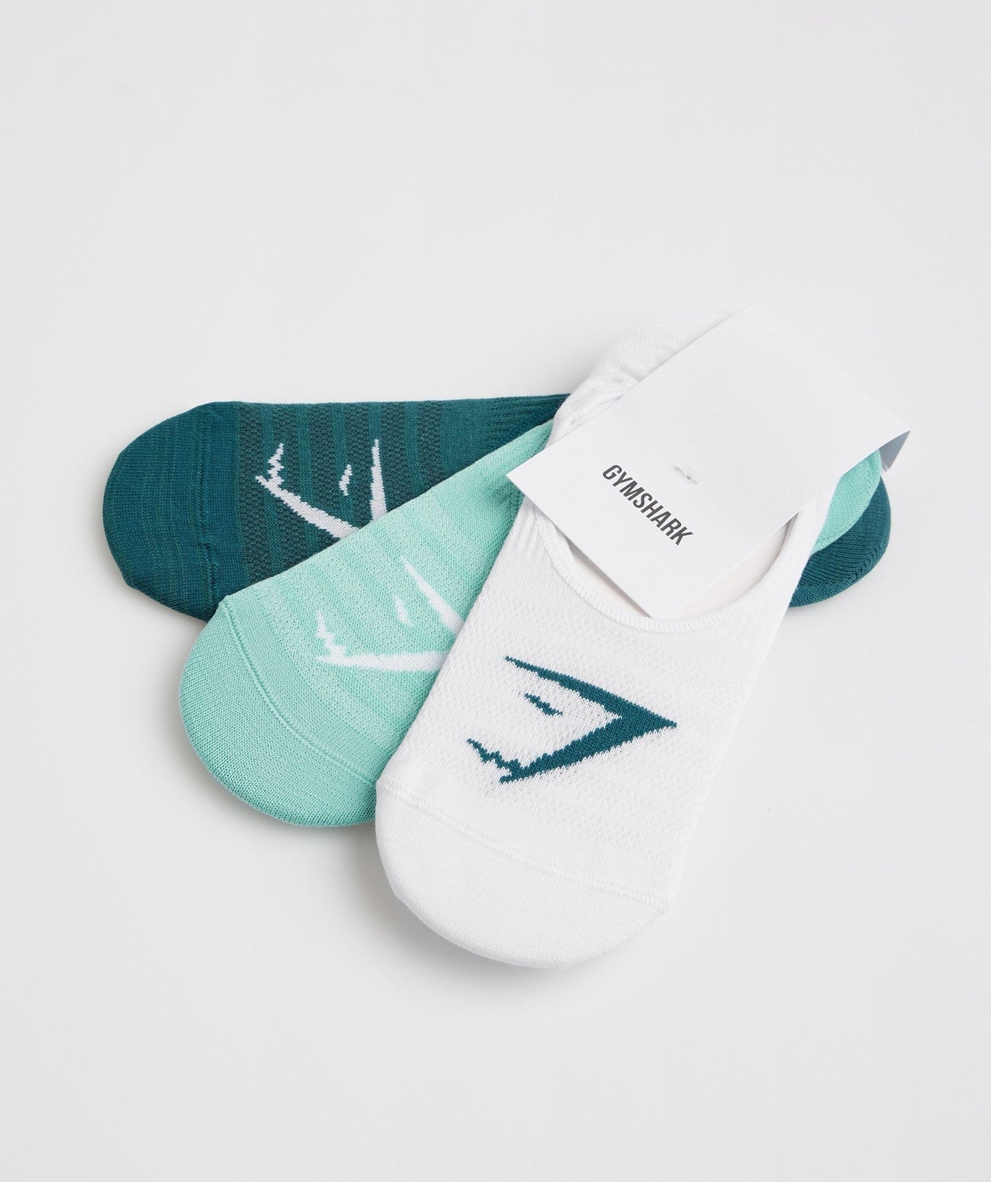 Gymshark No Show Socks 3pk - Winter Teal/Pearl Blue/White