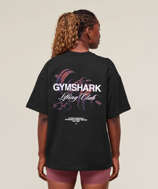 Gymshark Forged By Iron Graphic Oversized T-Shirt - Black