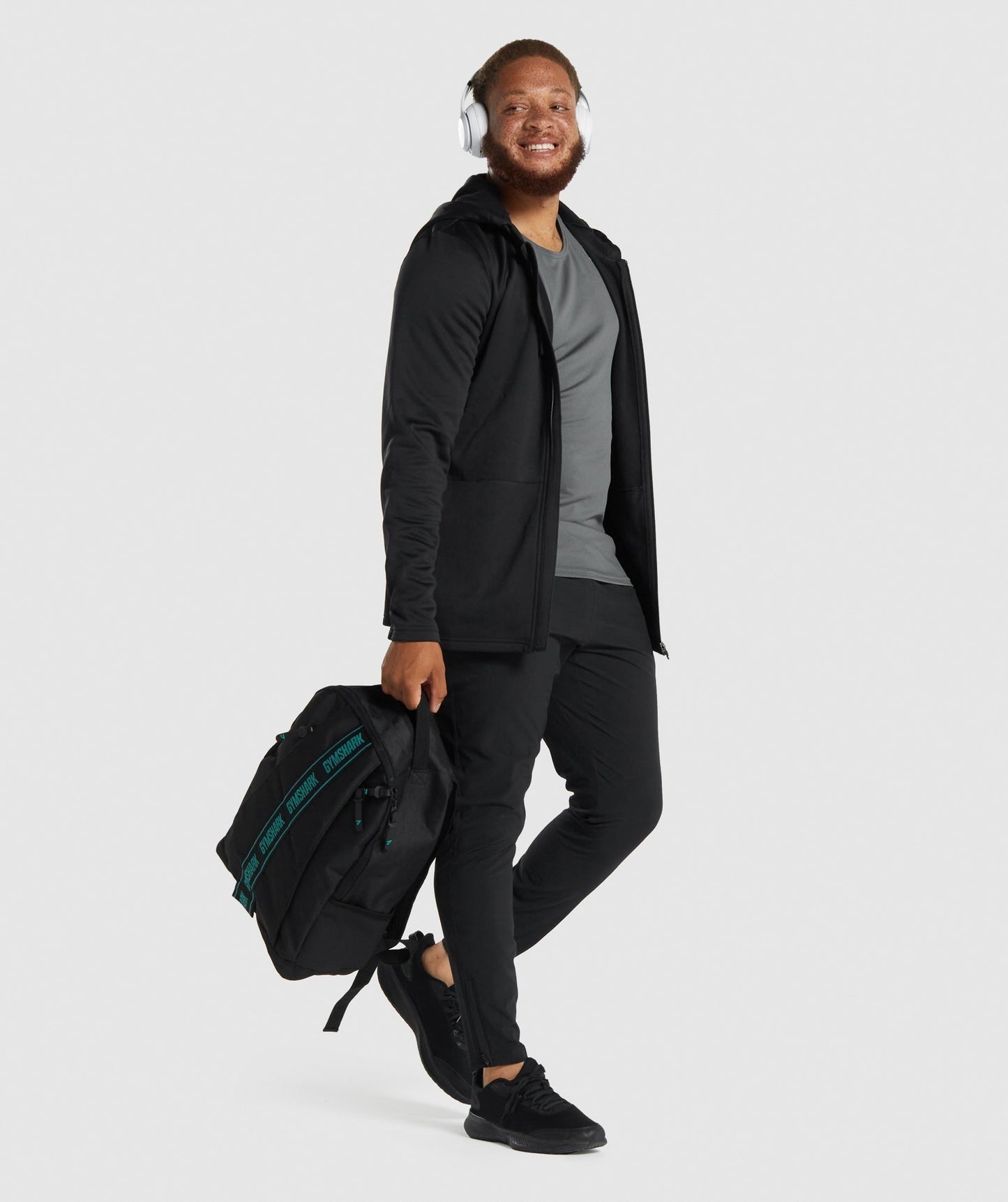 Gymshark Taped Logo Backpack - Black/Teal