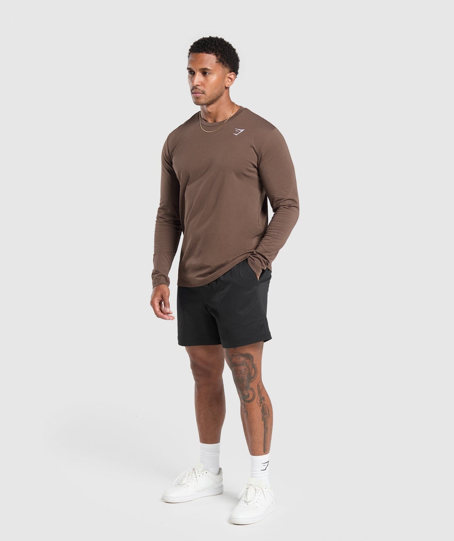 Gymshark Crest Long Sleeve T-Shirt - Walnut Brown