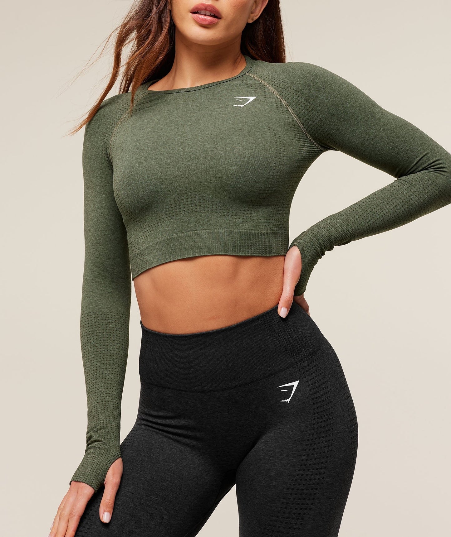 Gymshark Vital Crop Top - Base Green Marl