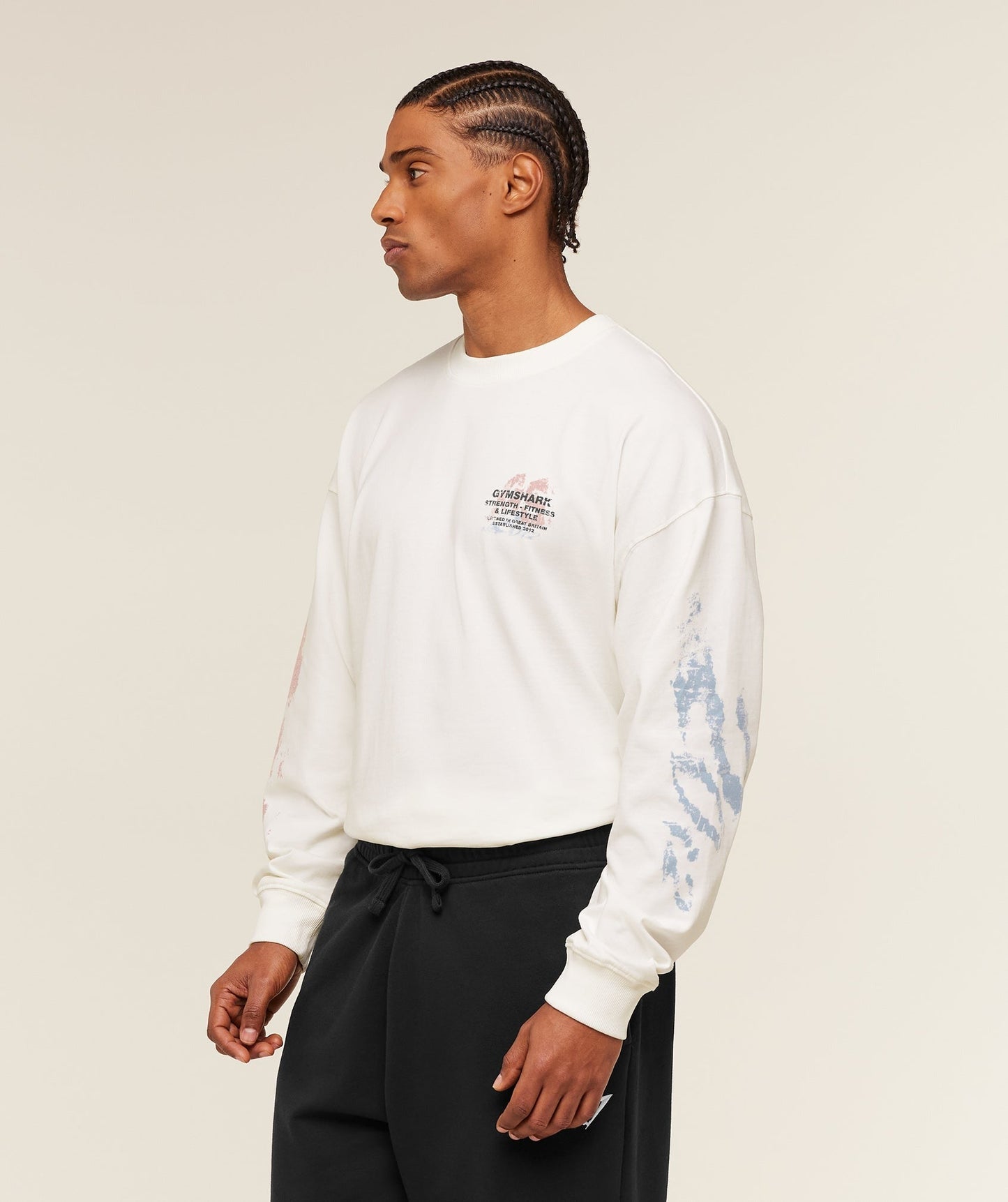 Gymshark Strength Fitness & Lifestyle Long Sleeve T-Shirt - Soft White