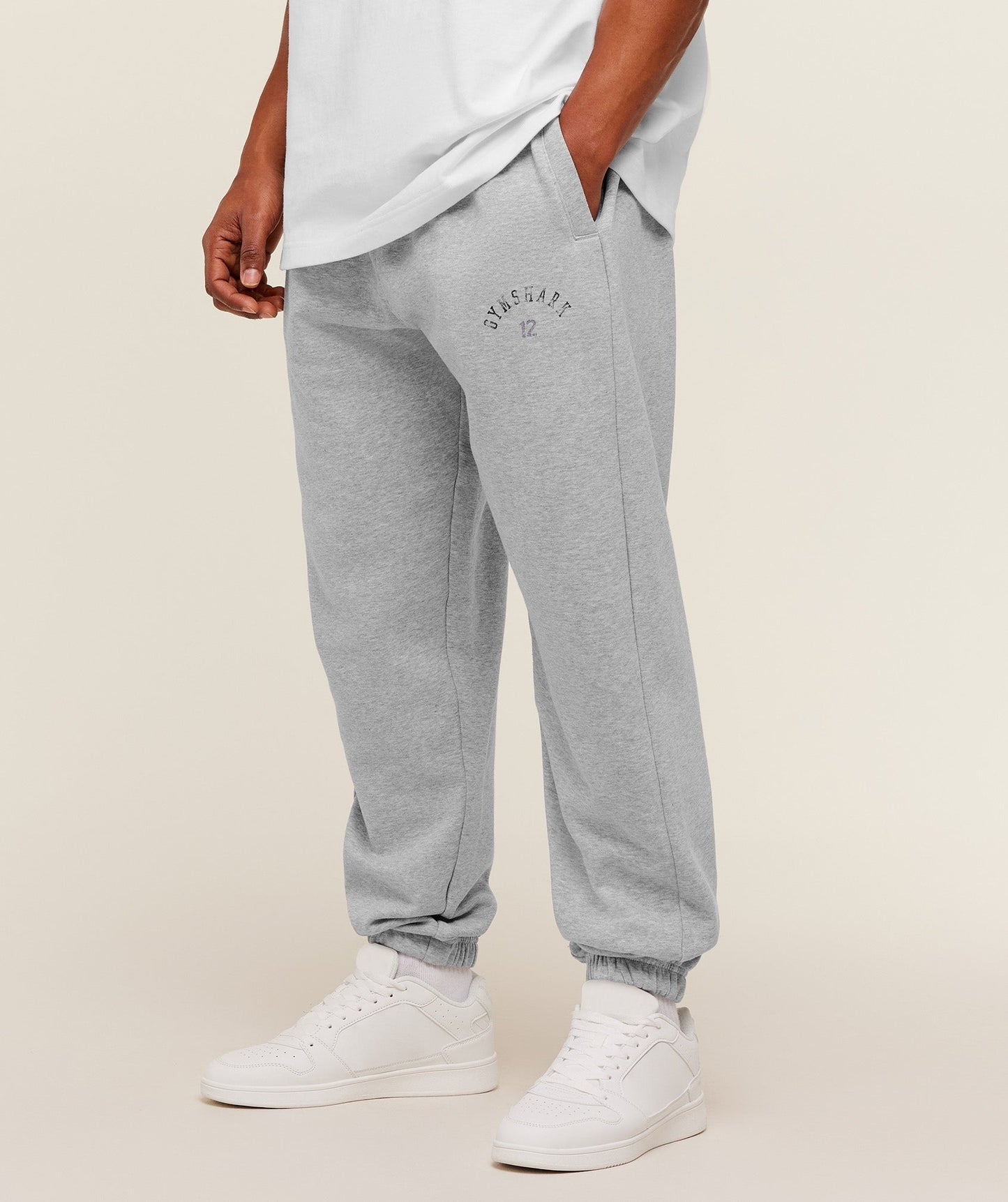 Gymshark 12 Graphic Joggers - Light Grey Core Marl
