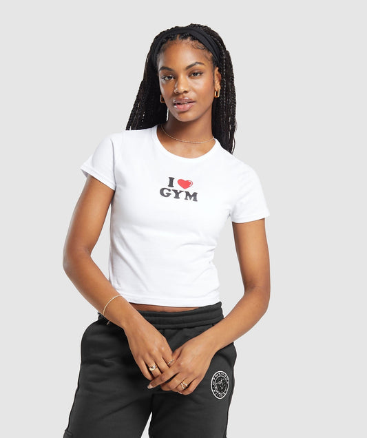 Gymshark I Heart Gym Baby T-Shirt - White