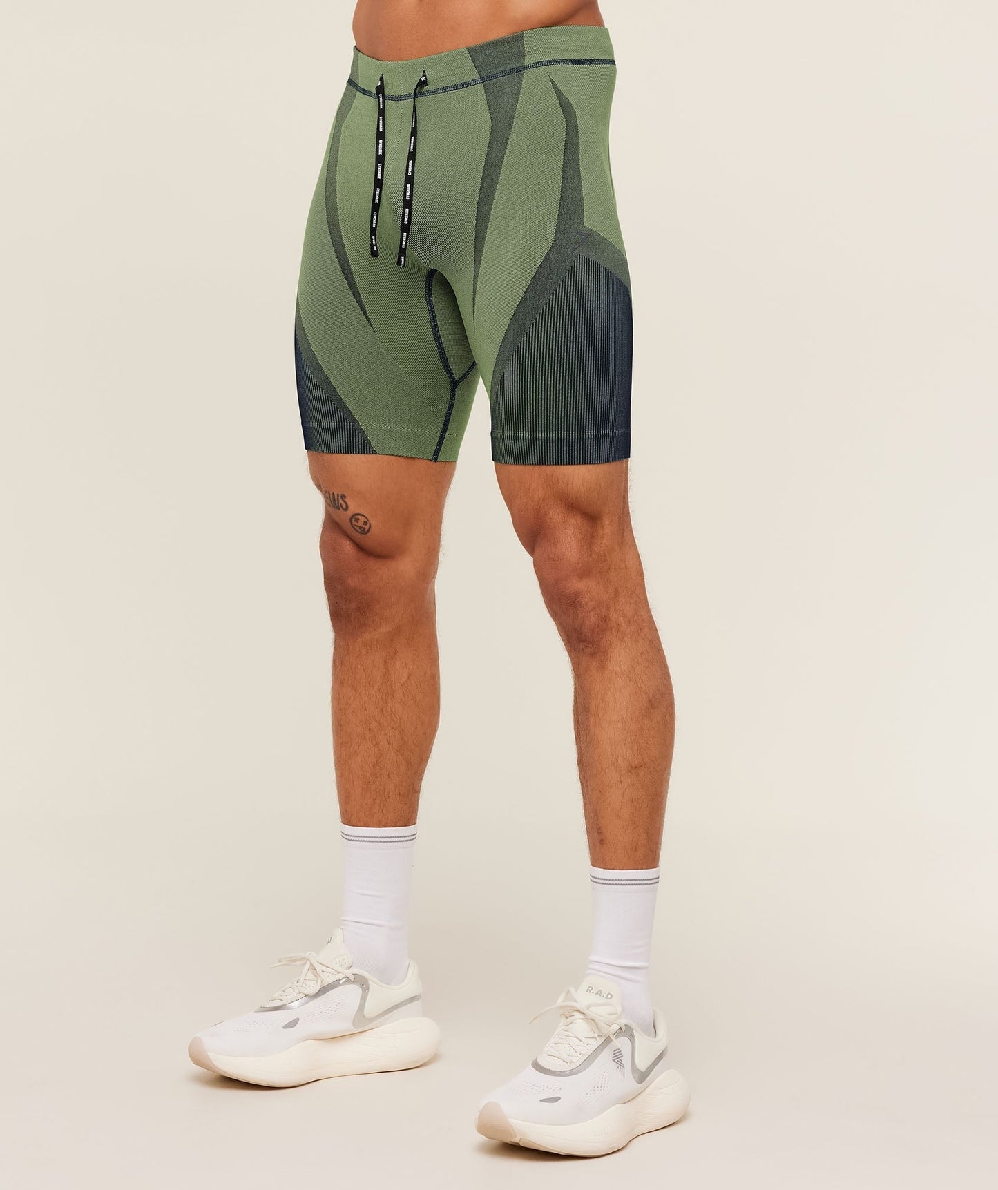 Gymshark Seamless Running Half Tight - Stealth Blue / Sorbet Yellow